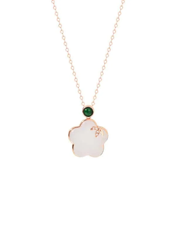 TOMEI Nephrite Series Peach Blossom Necklace, Rose Gold 750