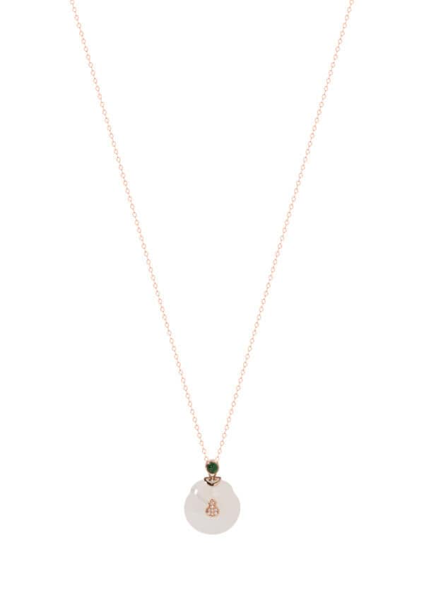 TOMEI Nephrite Series Gourd Necklace, Rose Gold 750