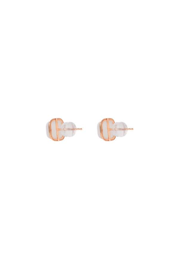 TOMEI Square Shape Nephrite Earrings, Rose Gold 750