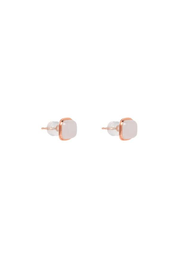 TOMEI Square Shape Nephrite Earrings, Rose Gold 750