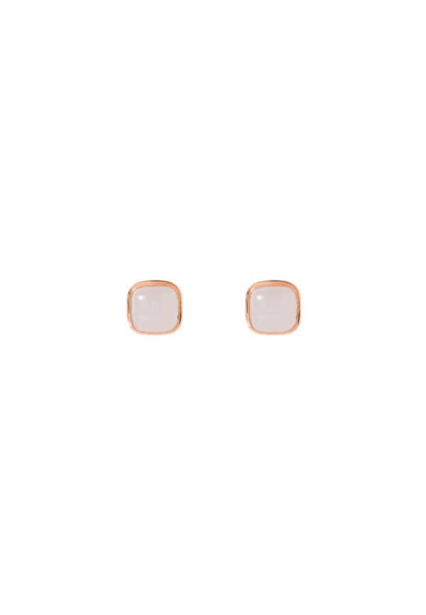 TOMEI Square Shape Nephrite Earrings, Rose Gold 750