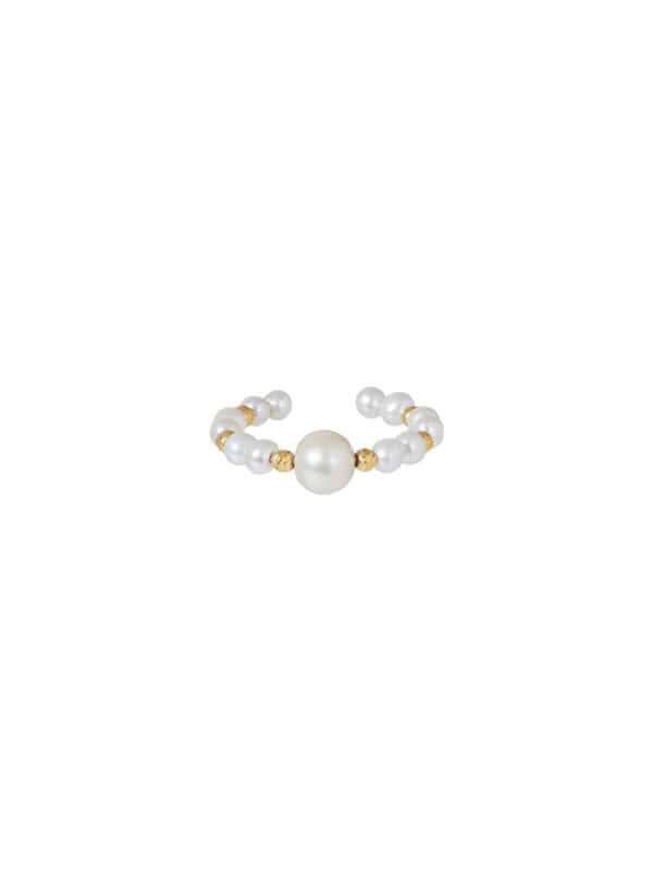 TOMEI Minimalist Pearl Ring, Yellow Gold 750