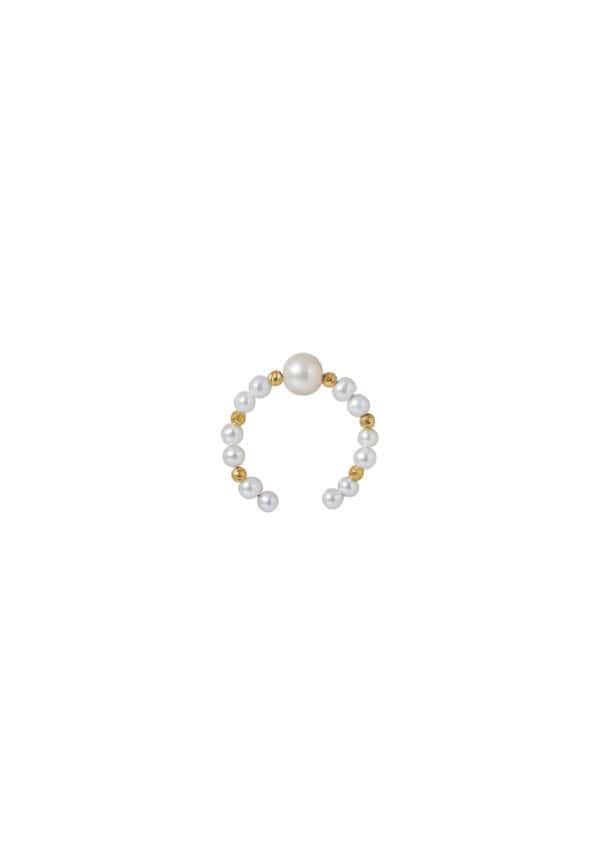 TOMEI Minimalist Pearl Ring, Yellow Gold 750