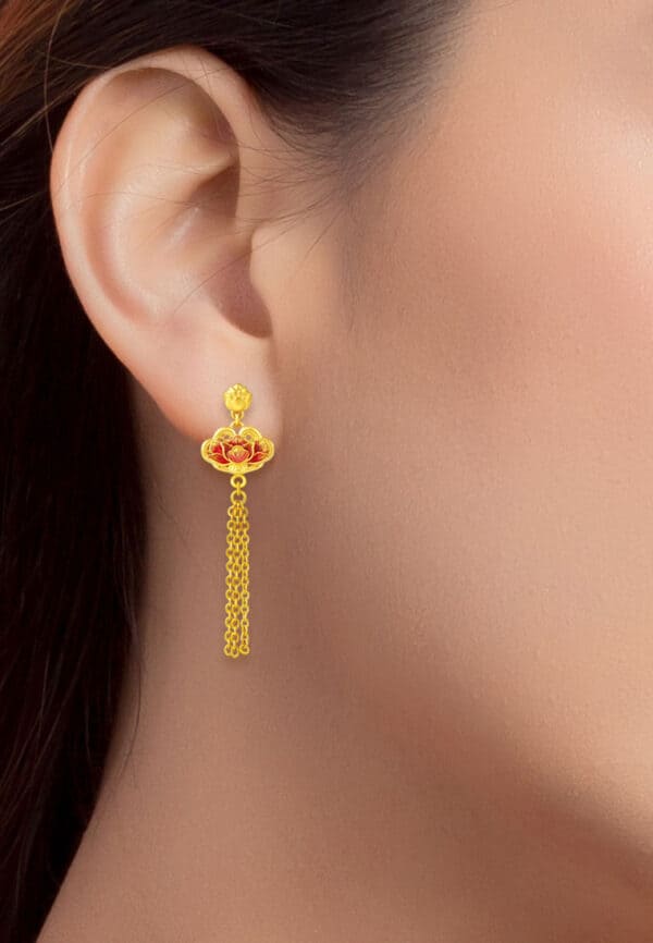 TOMEI x Xifu [????] Peony Collection, Earrings Yellow Gold 999
