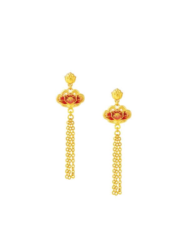 TOMEI x Xifu [????] Peony Collection, Earrings Yellow Gold 999