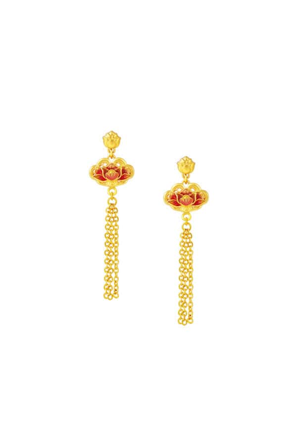 TOMEI x Xifu [????] Peony Collection, Earrings Yellow Gold 999