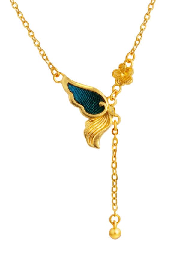 XF-LD-N-EC-44CM-1 TOMEI x XIFU ????Spiritual Butterfly Necklace, Yellow Gold 999