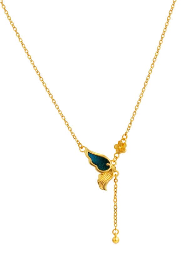 XF-LD-N-EC-44CM TOMEI x XIFU ????Spiritual Butterfly Necklace, Yellow Gold 999