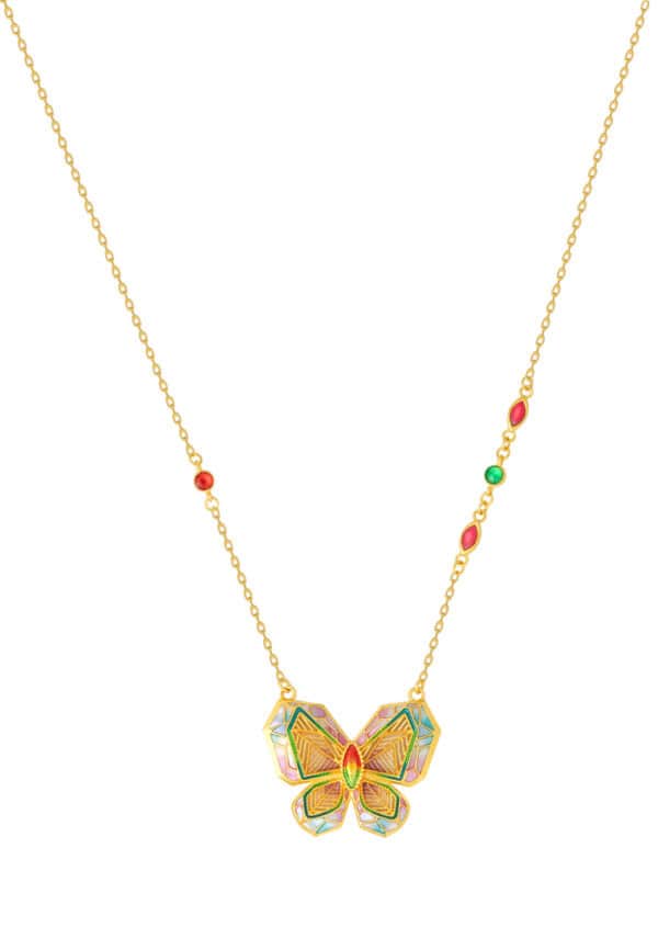TOMEI Antique Gold Series Butterfly Necklace, Yellow Gold 999