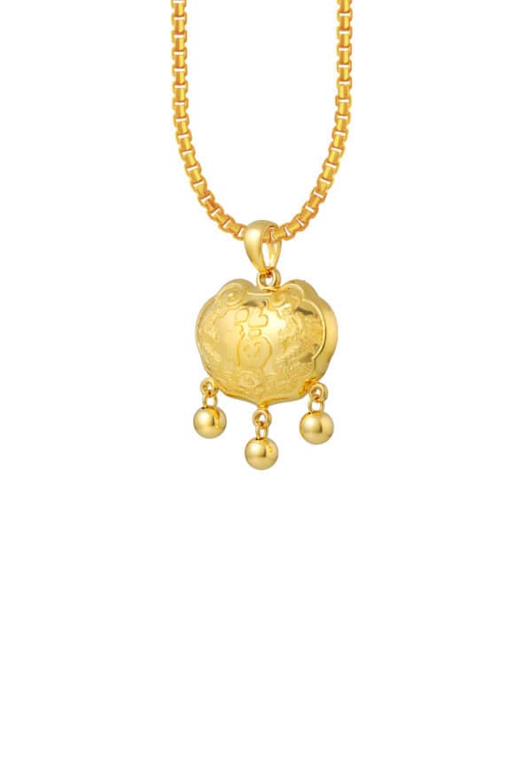 TOMEI Ping-An Lock Pendant, Yellow Gold 916