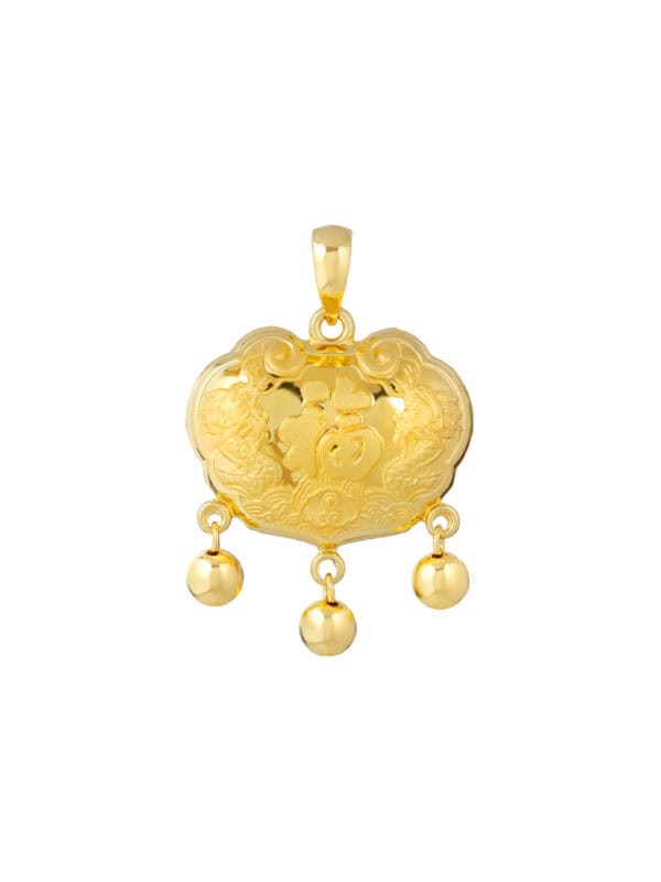 TOMEI Ping-An Lock Pendant, Yellow Gold 916