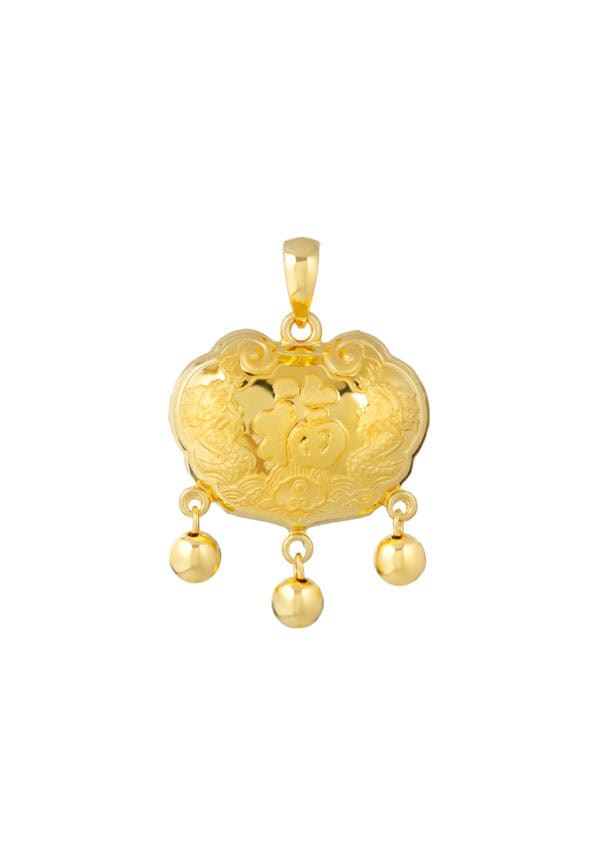 TOMEI Ping-An Lock Pendant, Yellow Gold 916