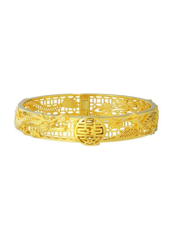 TOMEI Dragon & Phoenix Bangle, Yellow Gold 916