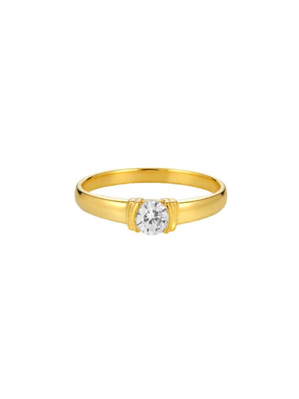 TOMEI Zirconia Ring, Yellow Gold 916