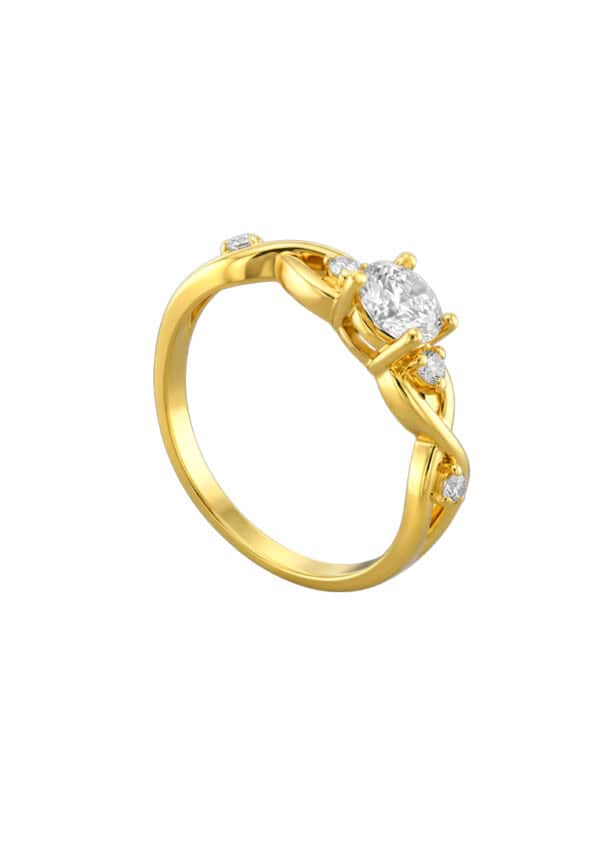 TOMEI Zirconia Ring, Yellow Gold 916