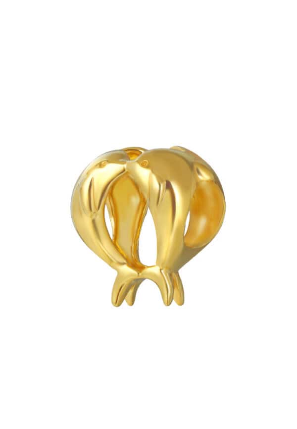 TOMEI Chomel Collection Dolphin Couple Charm, Yellow Gold 916