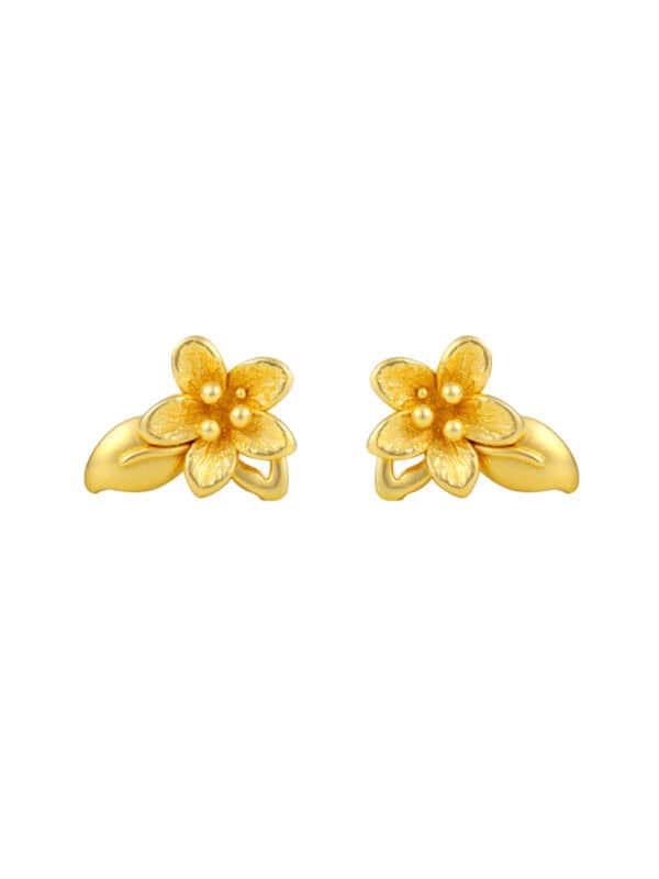 TOMEI Flower Earrings, Yellow Gold 916