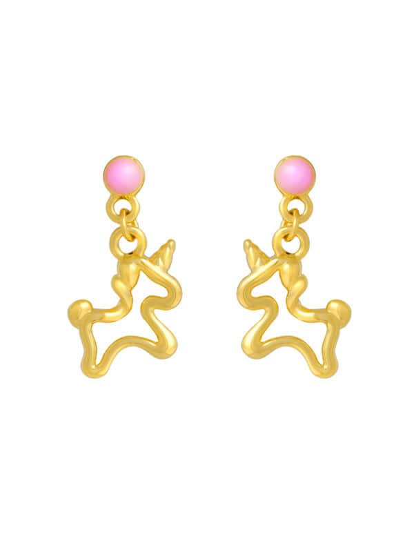 TOMEI Unicorn Earrings, Yellow Gold 999