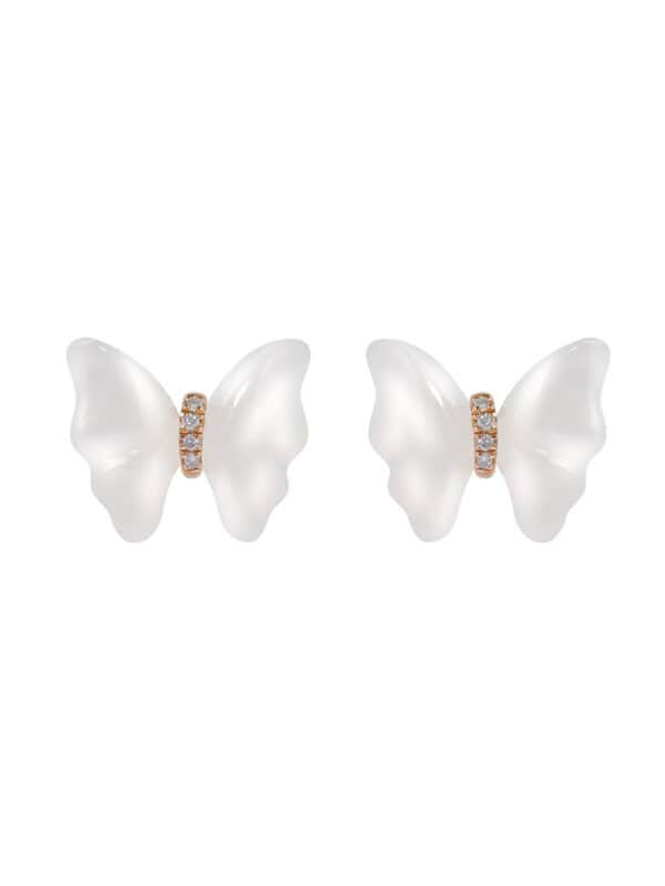 TOMEI Nephrite Collection, Butterfly Earrings, Rose Gold 750