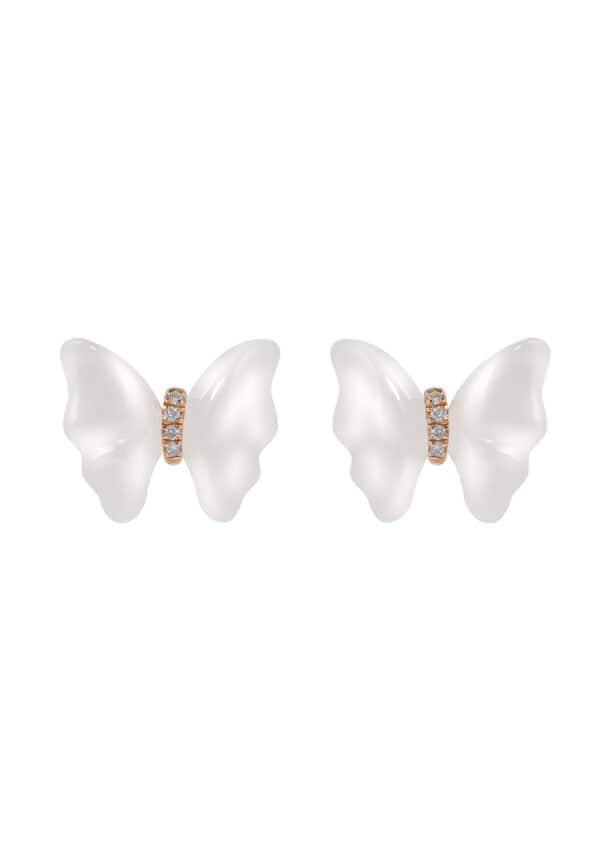 TOMEI Nephrite Collection, Butterfly Earrings, Rose Gold 750
