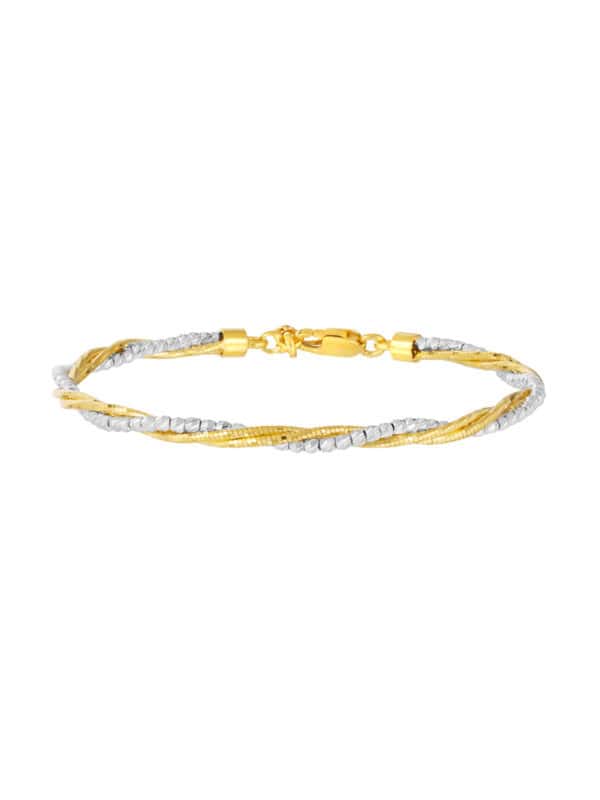 TOMEI Dual-Tone Bead Bangle, Yellow Gold 916