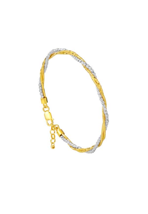 TOMEI Dual-Tone Bead Bangle, Yellow Gold 916