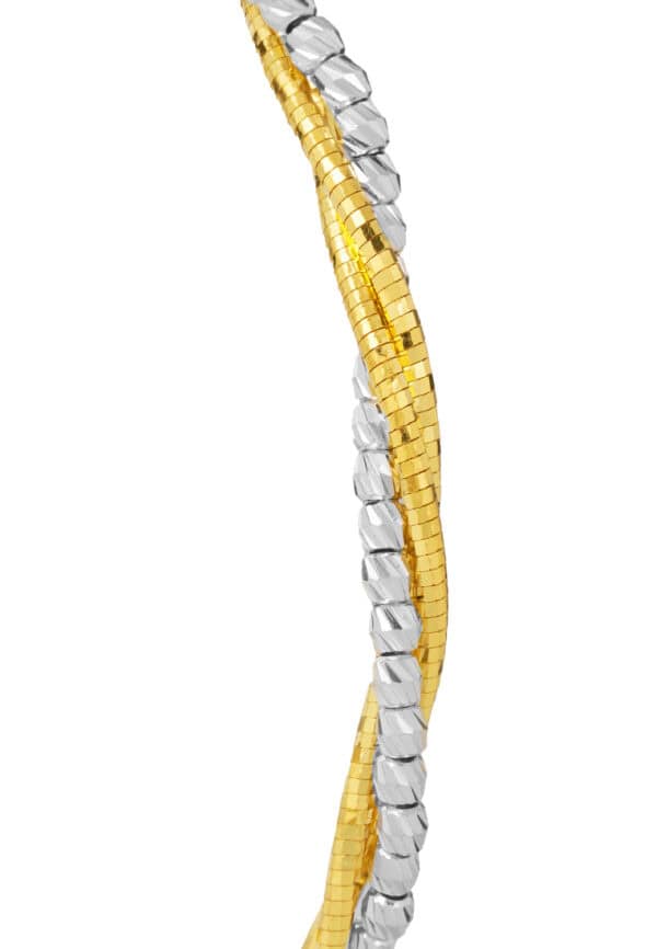 TOMEI Dual-Tone Bead Bangle, Yellow Gold 916