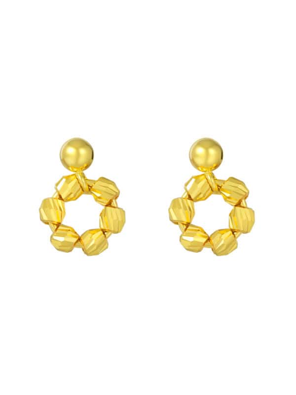 TOMEI Flower Bead Earrings, Yellow Gold 916