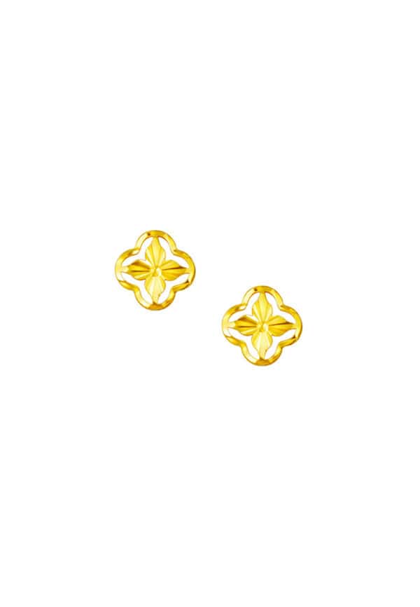TOMEI Flower Earrings, Yellow Gold 916