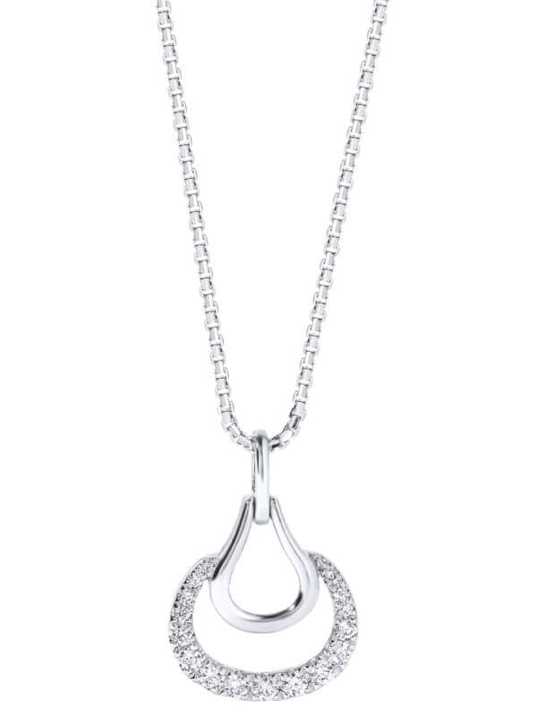 TOMEI Horseshoe Diamond Pendant Set, White Gold 585