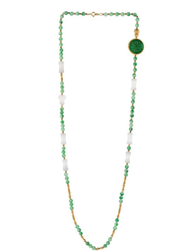 TOMEI Jade & Nephrite Necklace, Yellow Gold 750