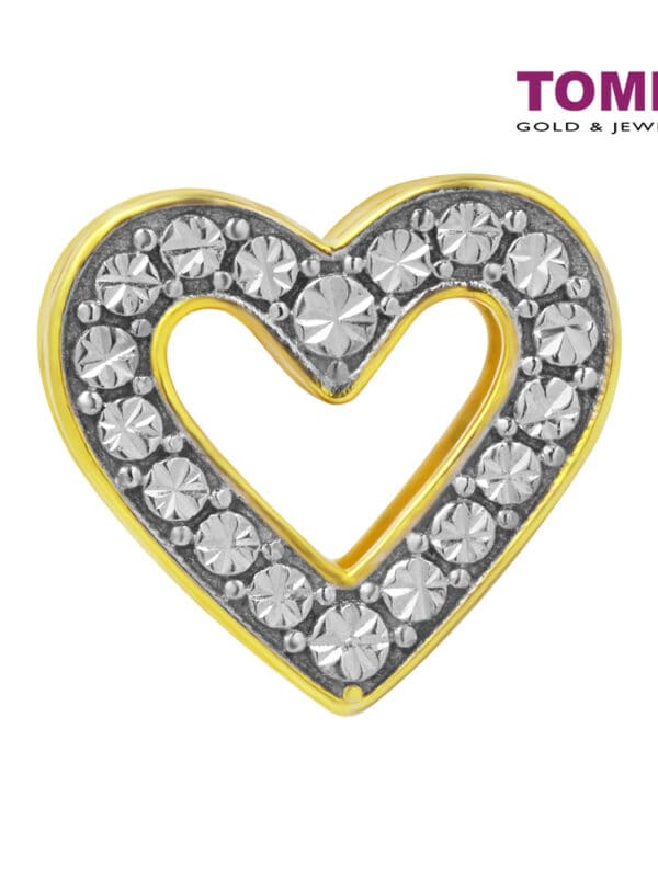 TOMEI Chomel Collection Dual-Tone Heart Charm, Yellow Gold 916