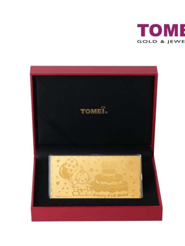 TOMEI Happy Full Moon Baby With Cake Gold Foil 1G, Yellow Gold 9999