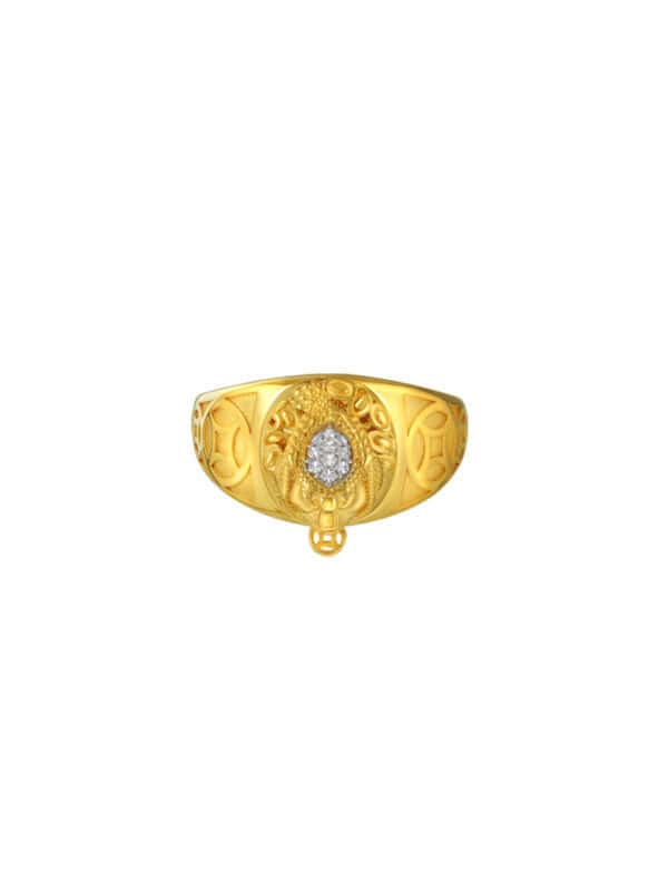 TOMEI Diamond Cut Collection Fortune Toad Ring, Yellow Gold 916