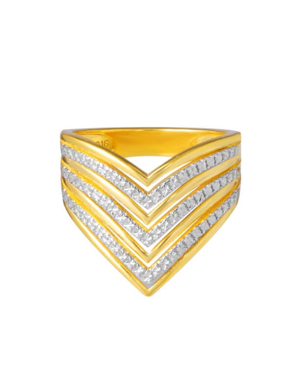 TOMEI Diamond Cut Collection V-Layered Ring, Yellow Gold 916