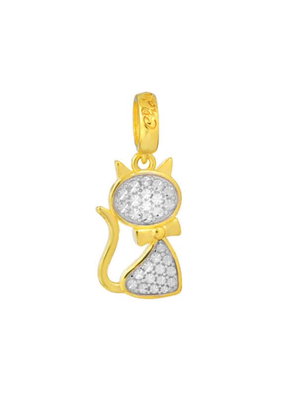 TOMEI Chomel Collection Cat Charm, Yellow Gold 916