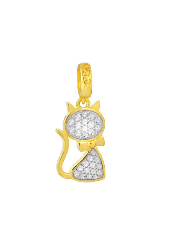 TOMEI Chomel Collection Cat Charm, Yellow Gold 916