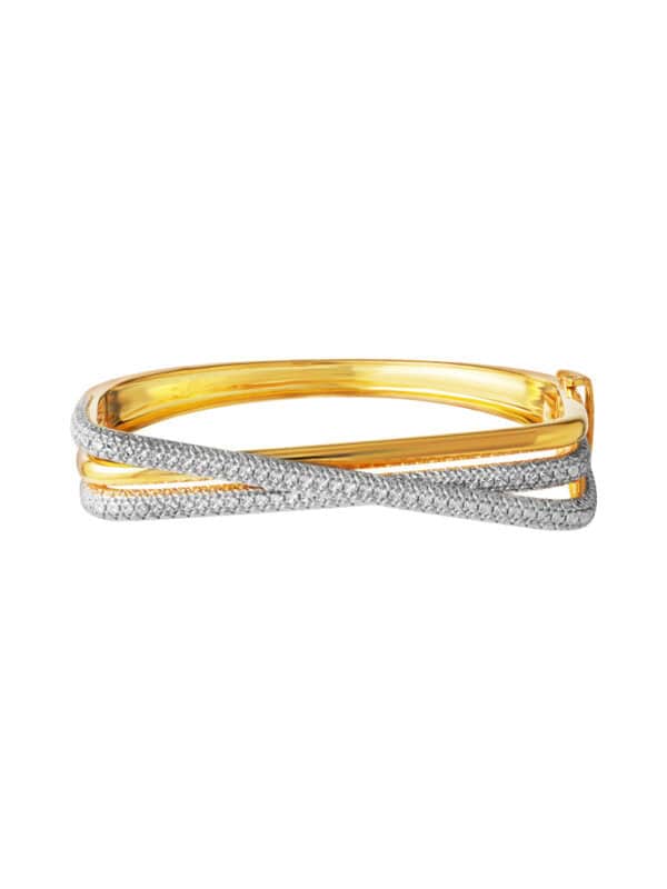 TOMEI Diamond Cut Collection Intersecting Bangle, Yellow Gold 916