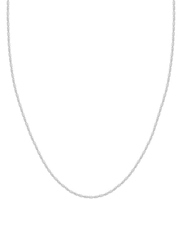 5166-5450-2210113-1 Tomei Sparkling with Laser Necklace, Unisex White Gold 585/14K