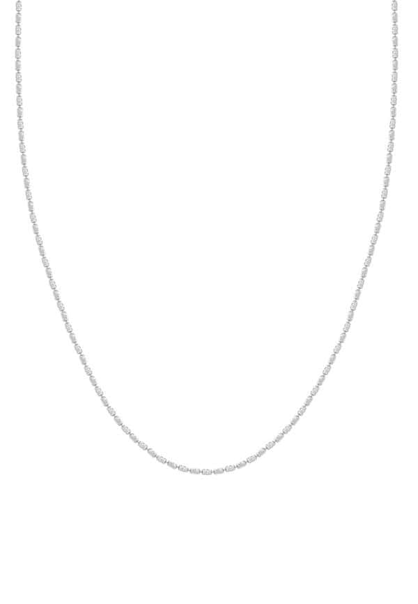 Tomei Sparkling with Laser Necklace, Unisex White Gold 585/14K