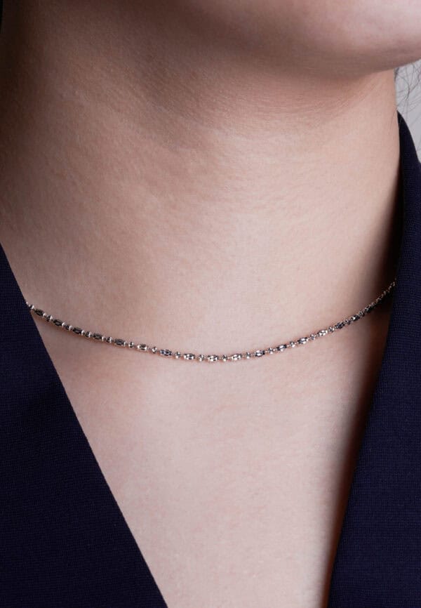 Tomei Sparkling Necklace, Unisex White Gold 585/14K