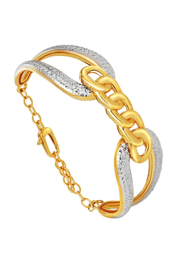 TOMEI Dual-Tone Knotted Bangle, Yellow Gold 916/22K