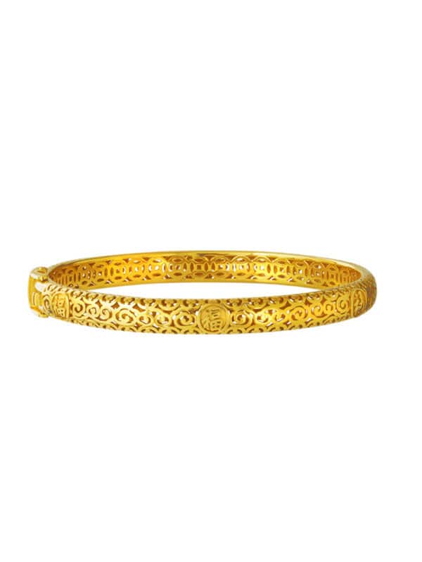 TOMEI Everlasting Blessings Bangle, Yellow Gold 916
