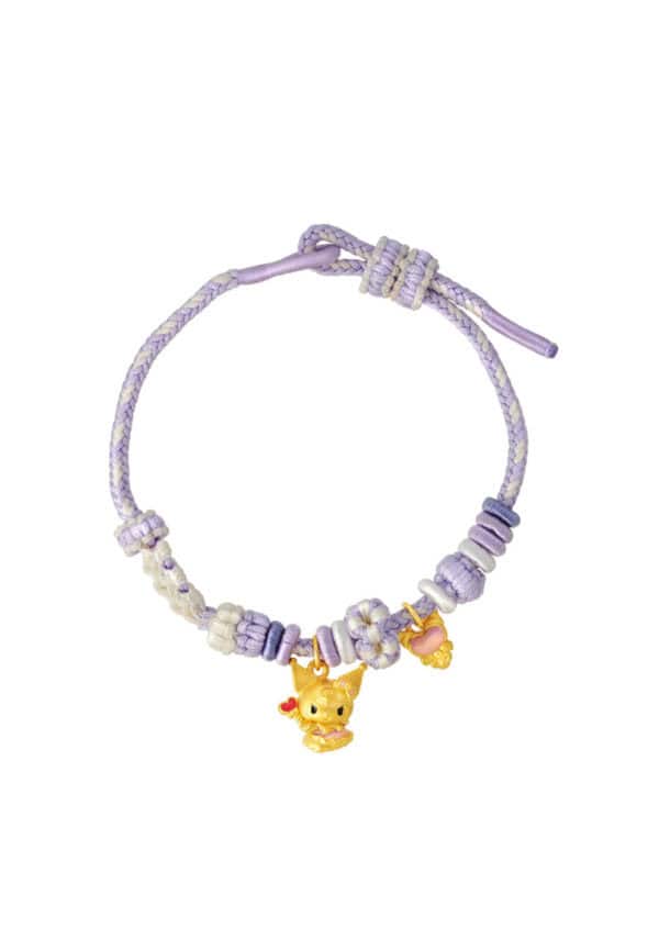 TOMEI Chomel I Sanrio Kuromi 5D Charm with rope, Yellow Gold 999