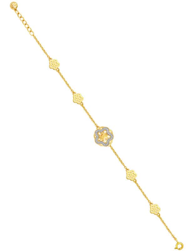 TOMEI Diamond Cut Collection Wealthy Flower Bracelet, Yellow Gold 916