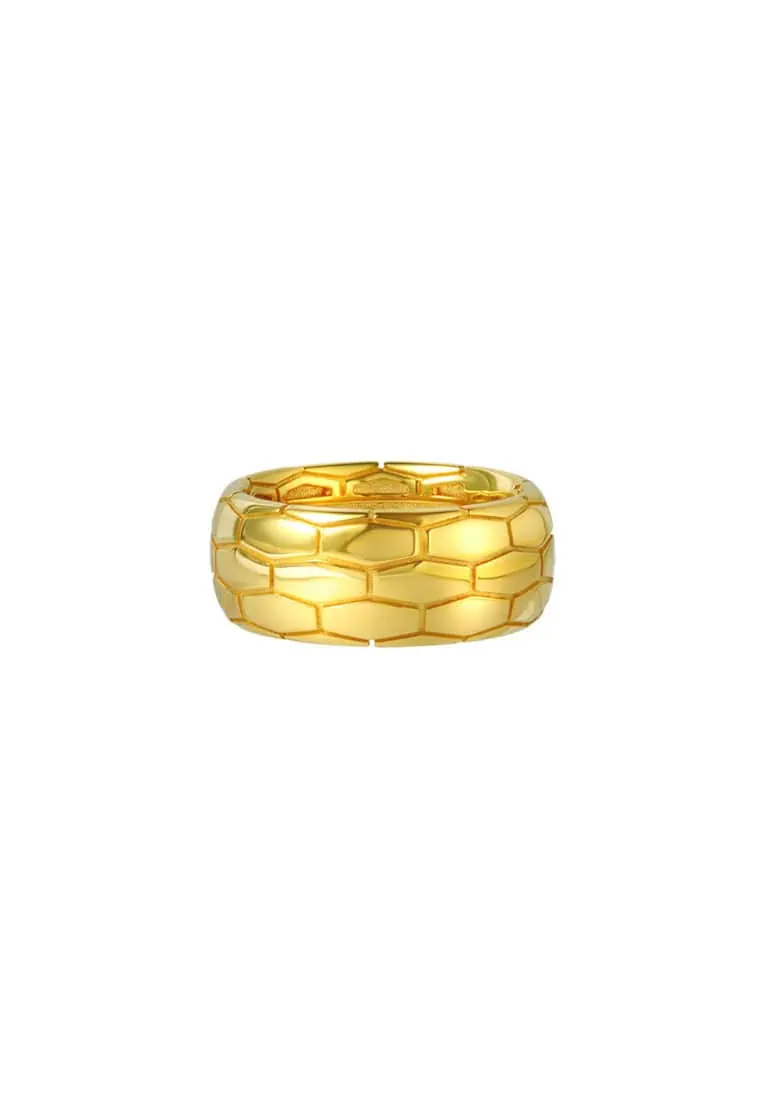 TOMEI Honeycomb-inspired Pattern Ring, Yellow Gold 916