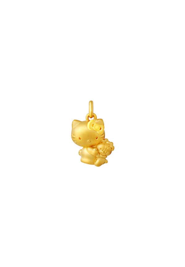 TOMEI I Sanrio Chubby Hello Kitty Pendant, Yellow Gold 999