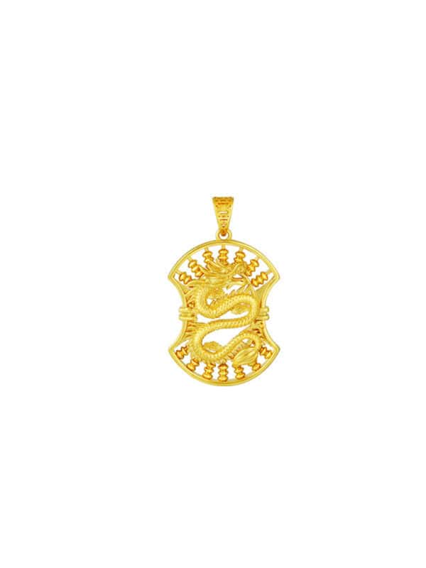 TOMEI Blissful Collection Dragon Abacus Pendant, Yellow Gold 916