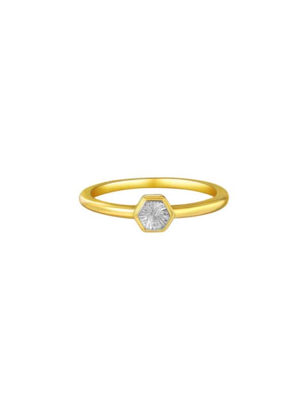 TOMEI Diamond Cut Collection Hexagon Ring, Yellow Gold 916