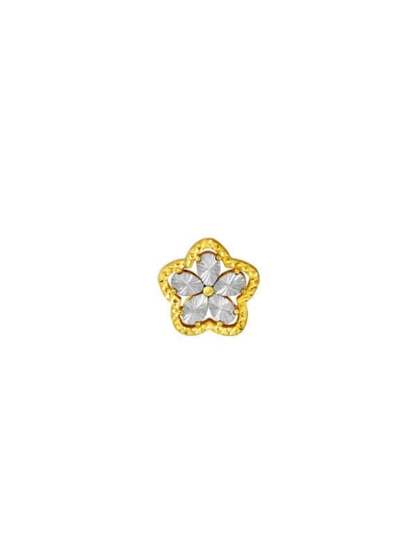 TOMEI Chomel Collection Dual-Tone Flower Charm, Yellow Gold 916
